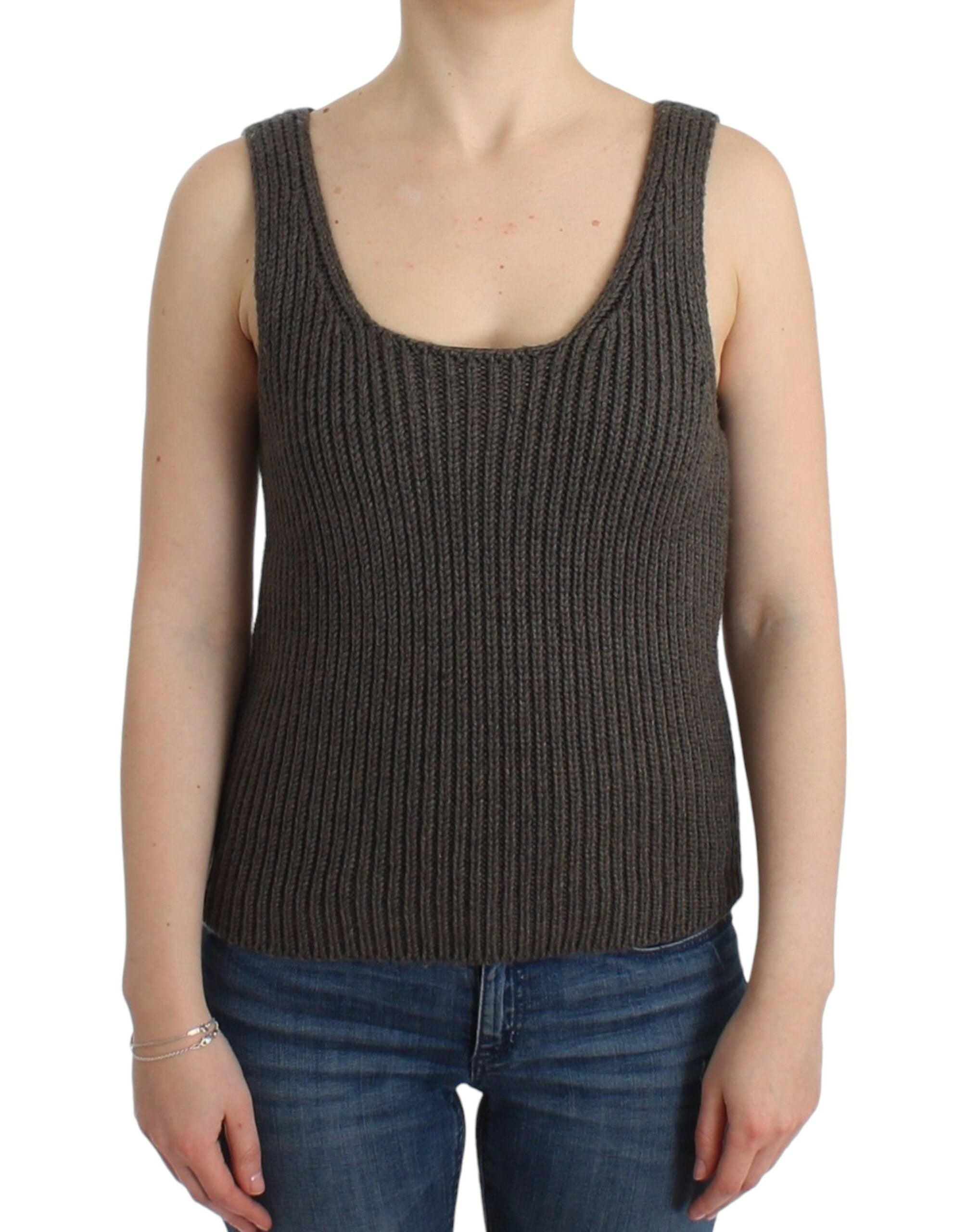 Ermanno Scervino Gray Knit Top in Merino Wool Blend