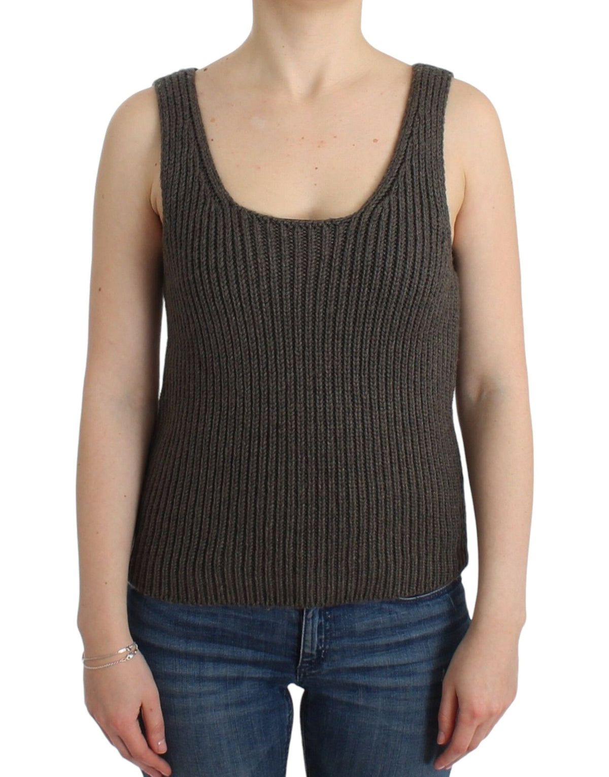 Ermanno Scervino Gray Knit Top in Merino Wool Blend