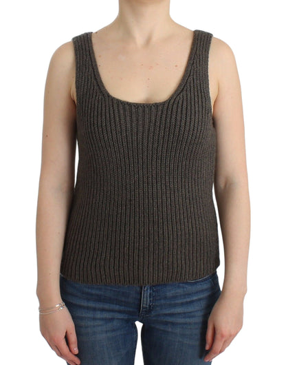 Ermanno Scervino Gray Knit Top in Merino Wool Blend