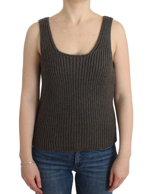 Ermanno Scervino Gray Knit Top in Merino Wool Blend