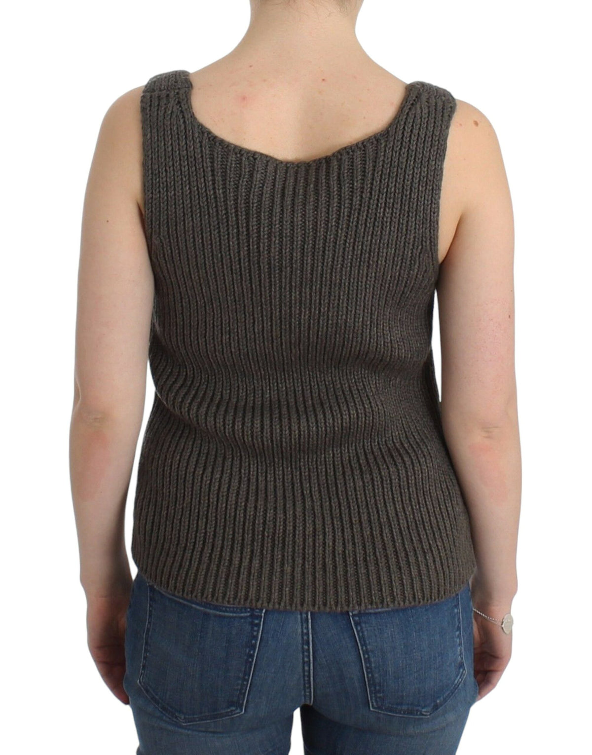 Ermanno Scervino Gray Knit Top in Merino Wool Blend