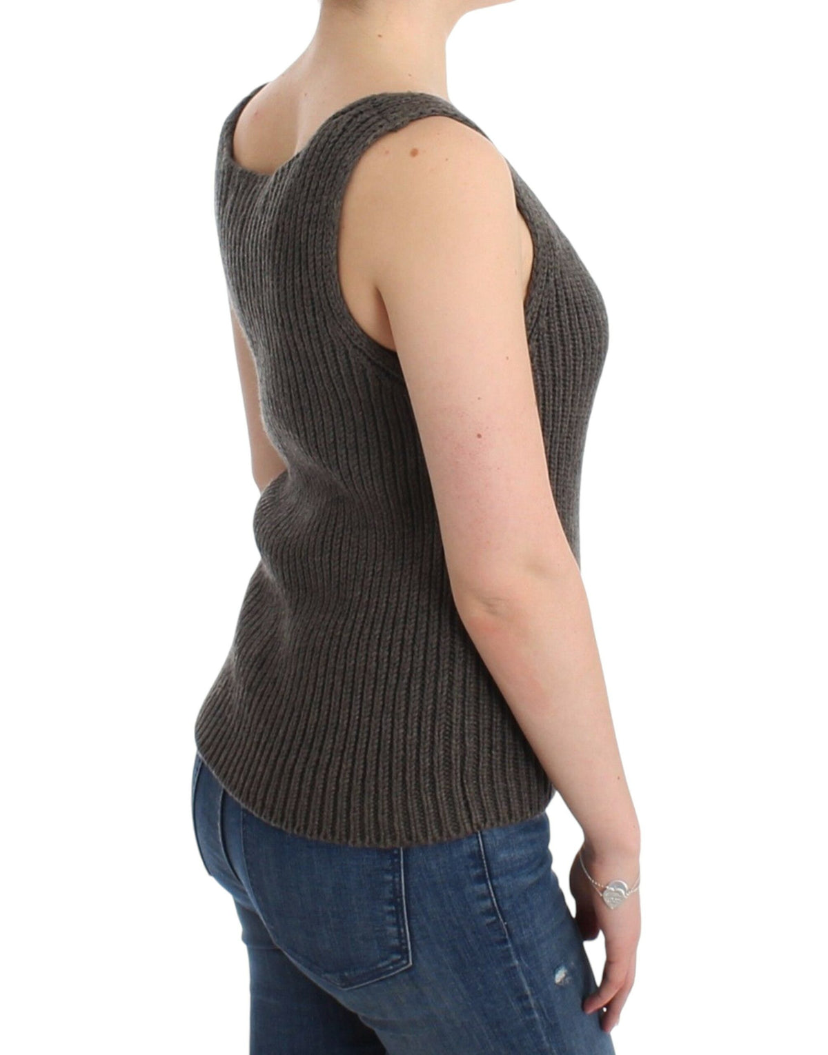 Ermanno Scervino Gray Knit Top in Merino Wool Blend