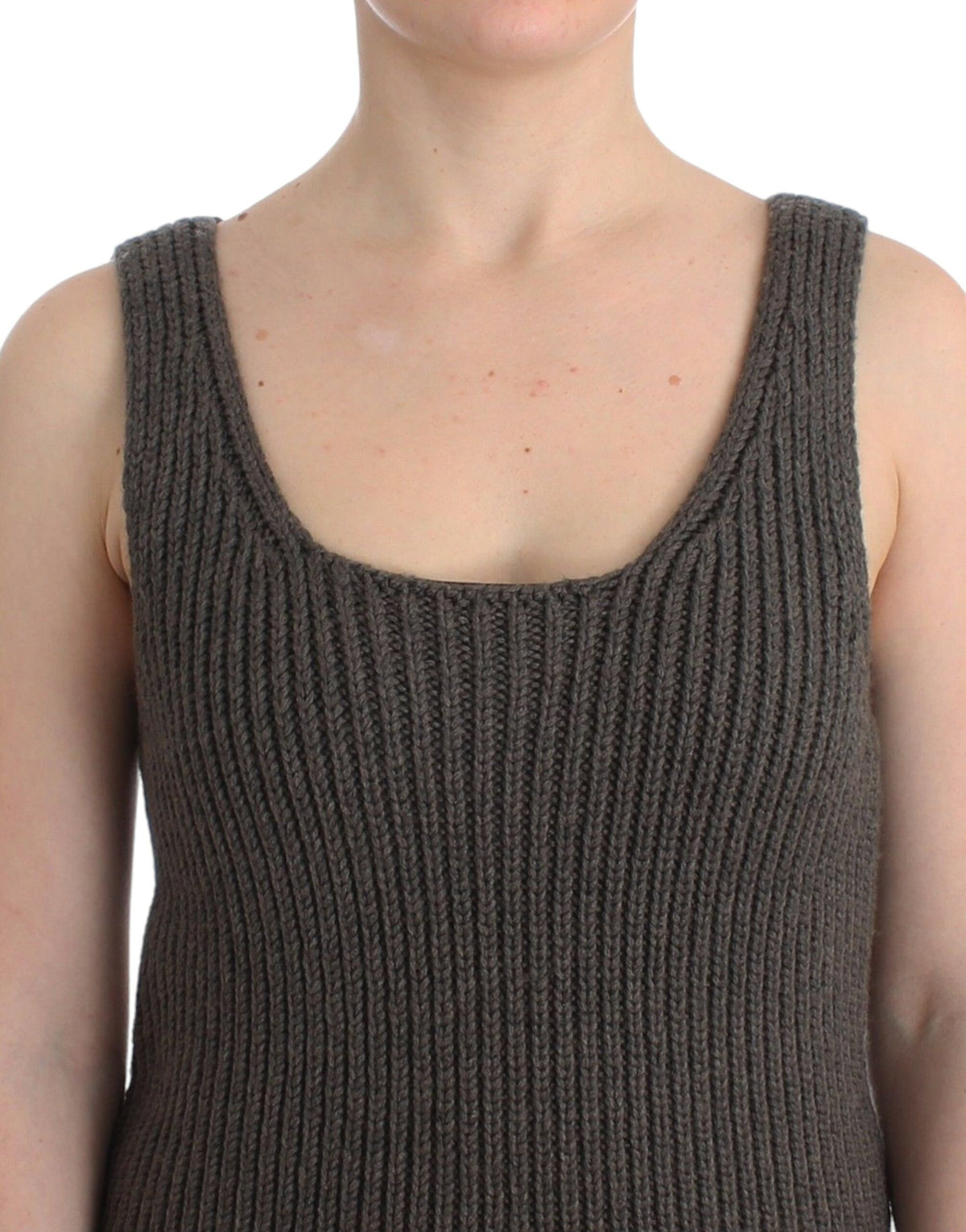 Ermanno Scervino Gray Knit Top in Merino Wool Blend