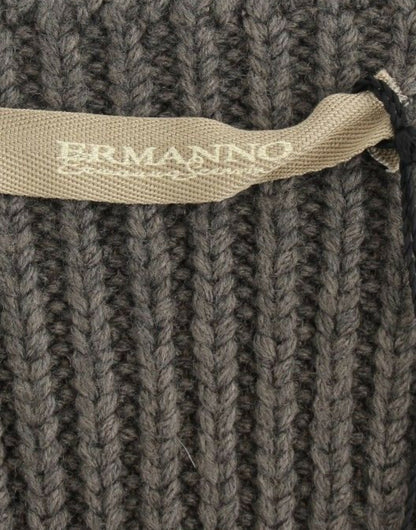Ermanno Scervino Gray Knit Top in Merino Wool Blend