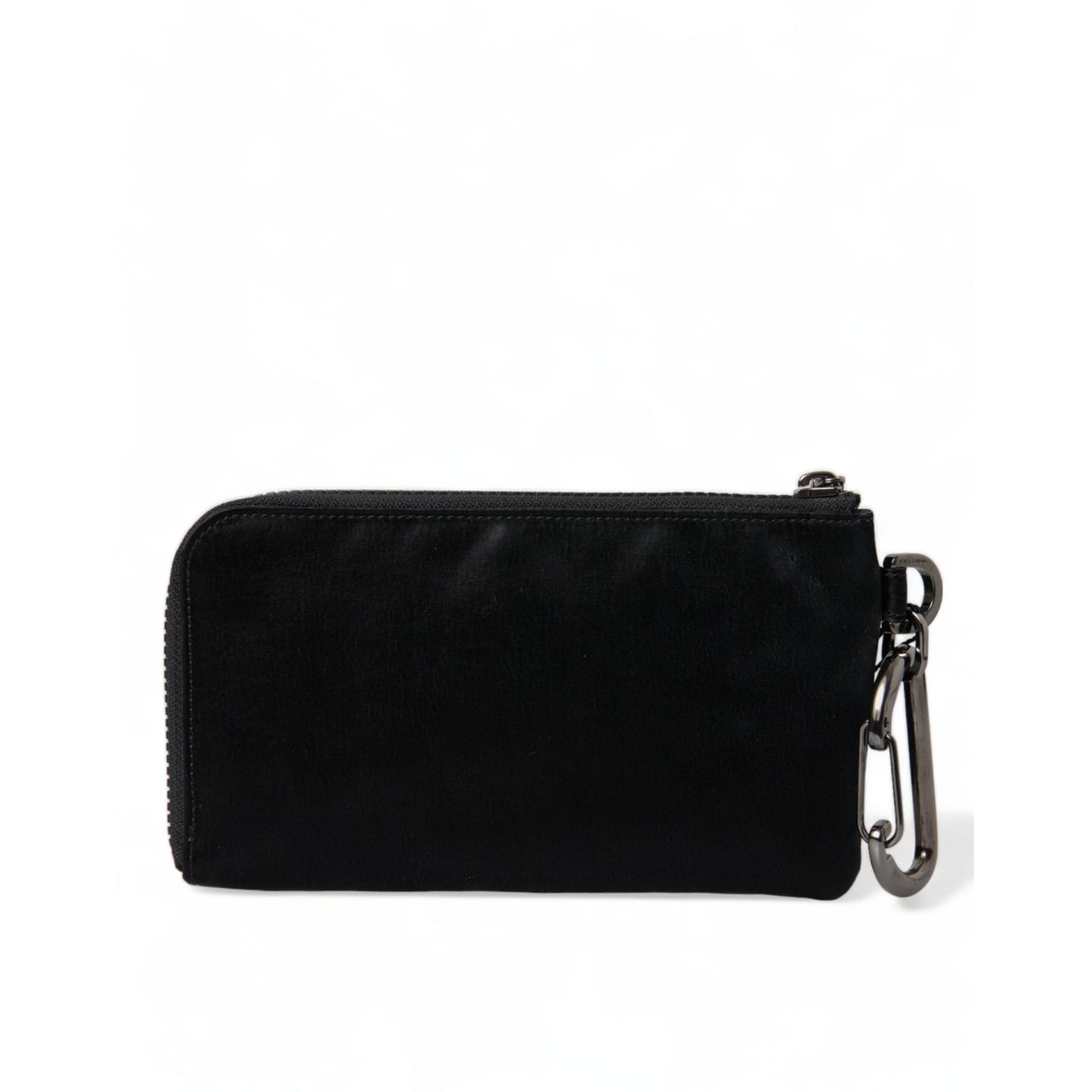Dolce & Gabbana Black Nylon Logo Plaque Keyring Pouch Clutch Bag