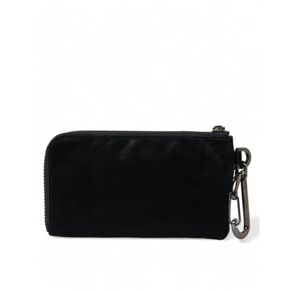 Dolce & Gabbana Black Nylon Logo Plaque Keyring Pouch Clutch Bag