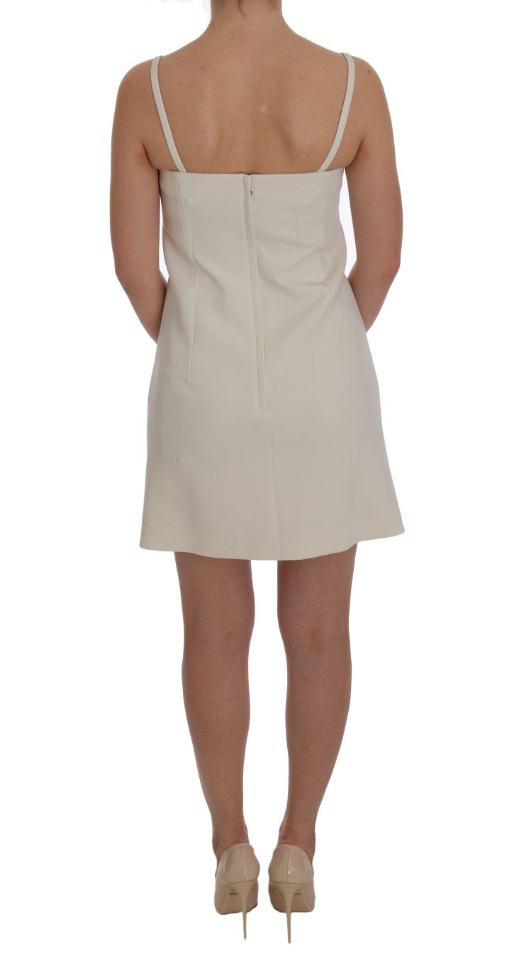 Dolce & Gabbana white wool shift dress with brooch