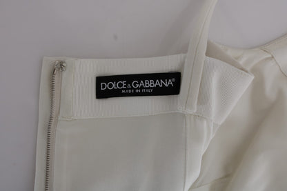 Dolce & Gabbana white wool shift dress with brooch