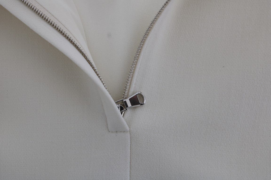 Dolce & Gabbana white wool shift dress with brooch
