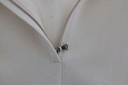 Dolce & Gabbana white wool shift dress with brooch