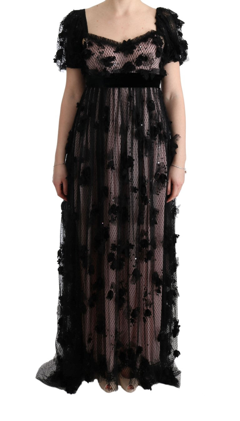 Black and pink Dolce & Gabbana shift dress in polyamide, silk and viscose