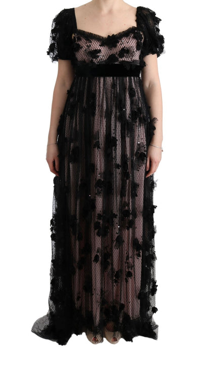 Black and pink Dolce & Gabbana shift dress in polyamide, silk and viscose