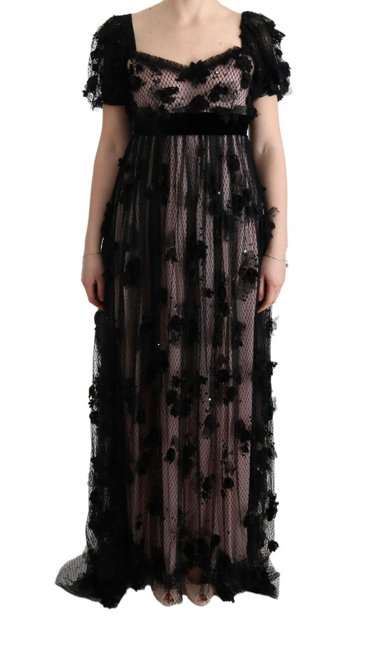 Black and pink Dolce & Gabbana shift dress in polyamide, silk and viscose
