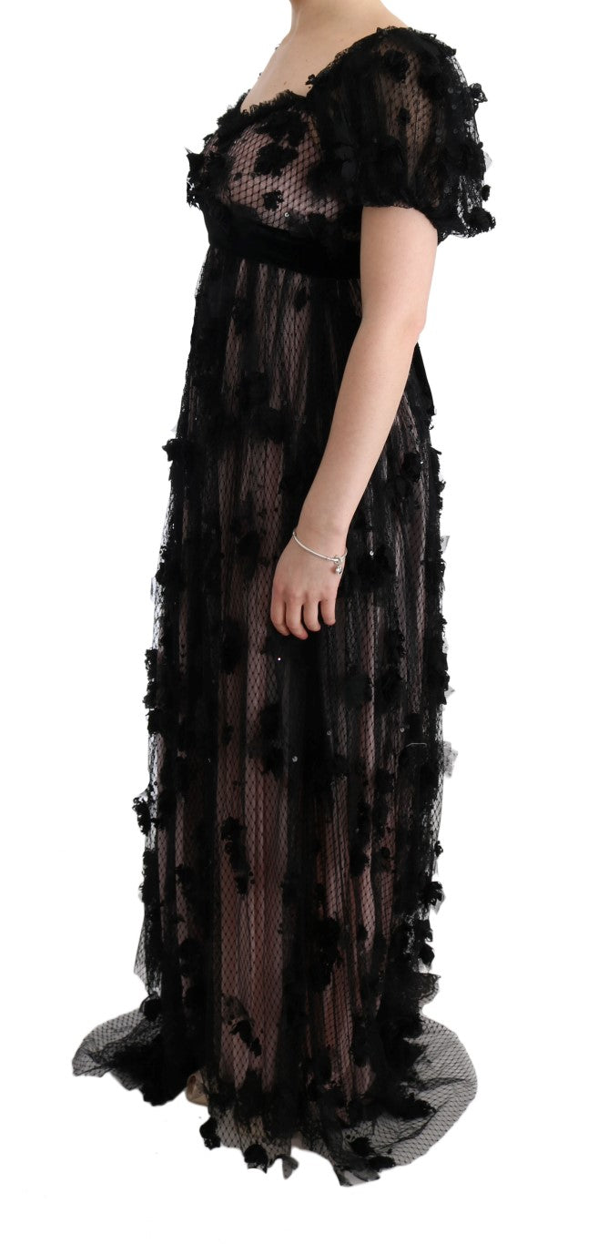 Black and pink Dolce & Gabbana shift dress in polyamide, silk and viscose