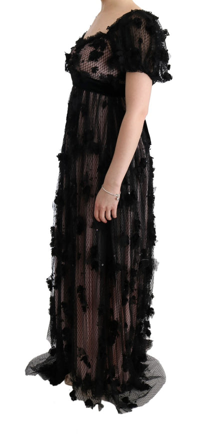 Black and pink Dolce & Gabbana shift dress in polyamide, silk and viscose