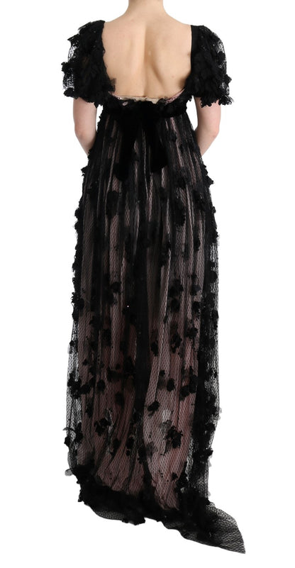 Black and pink Dolce & Gabbana shift dress in polyamide, silk and viscose