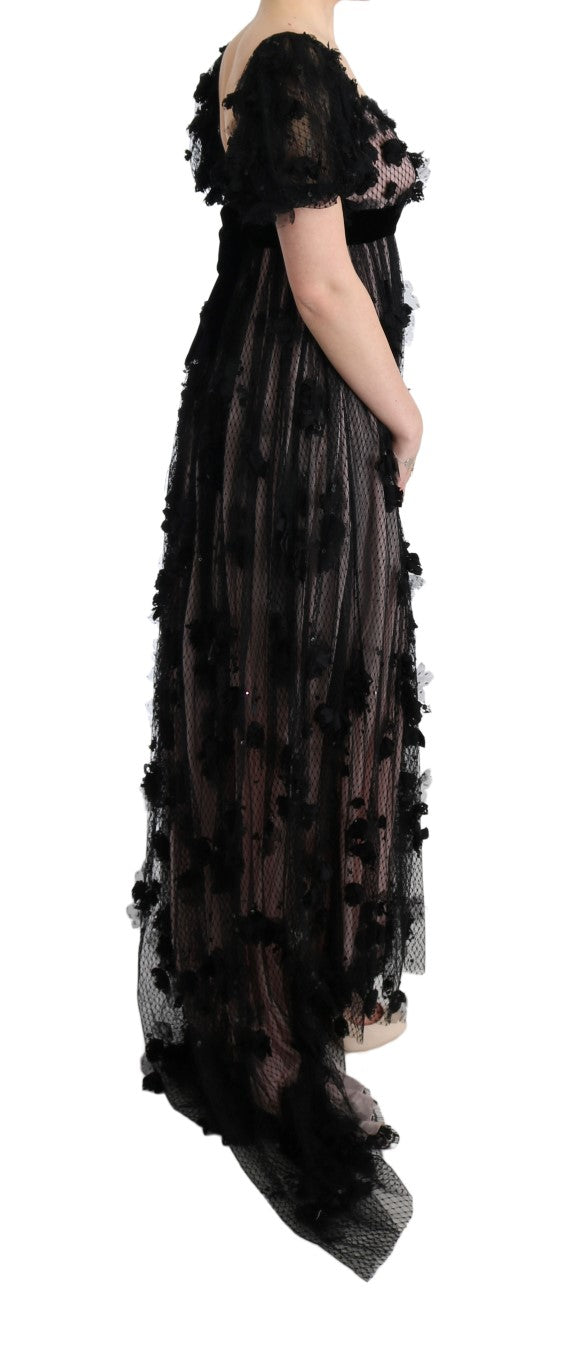 Black and pink Dolce & Gabbana shift dress in polyamide, silk and viscose