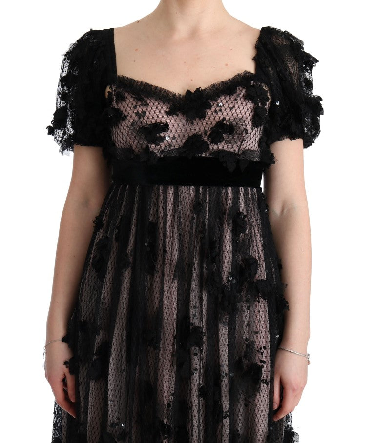 Black and pink Dolce & Gabbana shift dress in polyamide, silk and viscose