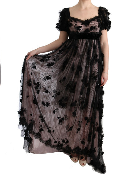 Black and pink Dolce & Gabbana shift dress in polyamide, silk and viscose