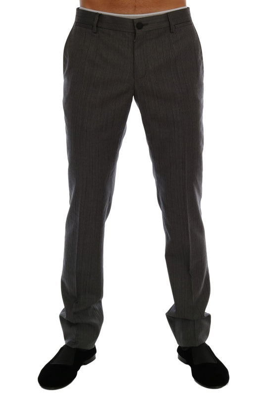 Dolce & Gabbana gray striped formal wool pants
