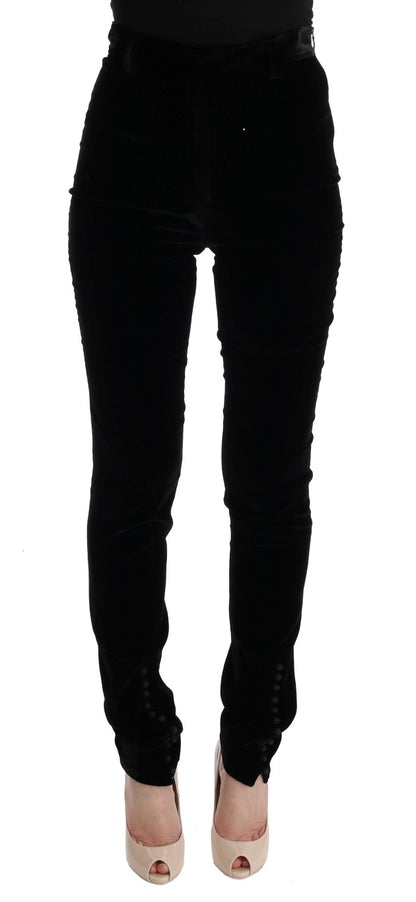 Ermanno Scervino black slim fit velvet pants