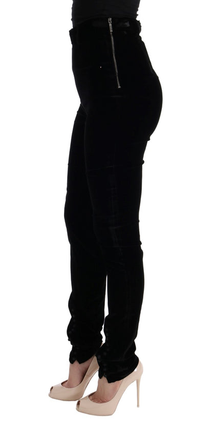 Ermanno Scervino black slim fit velvet pants