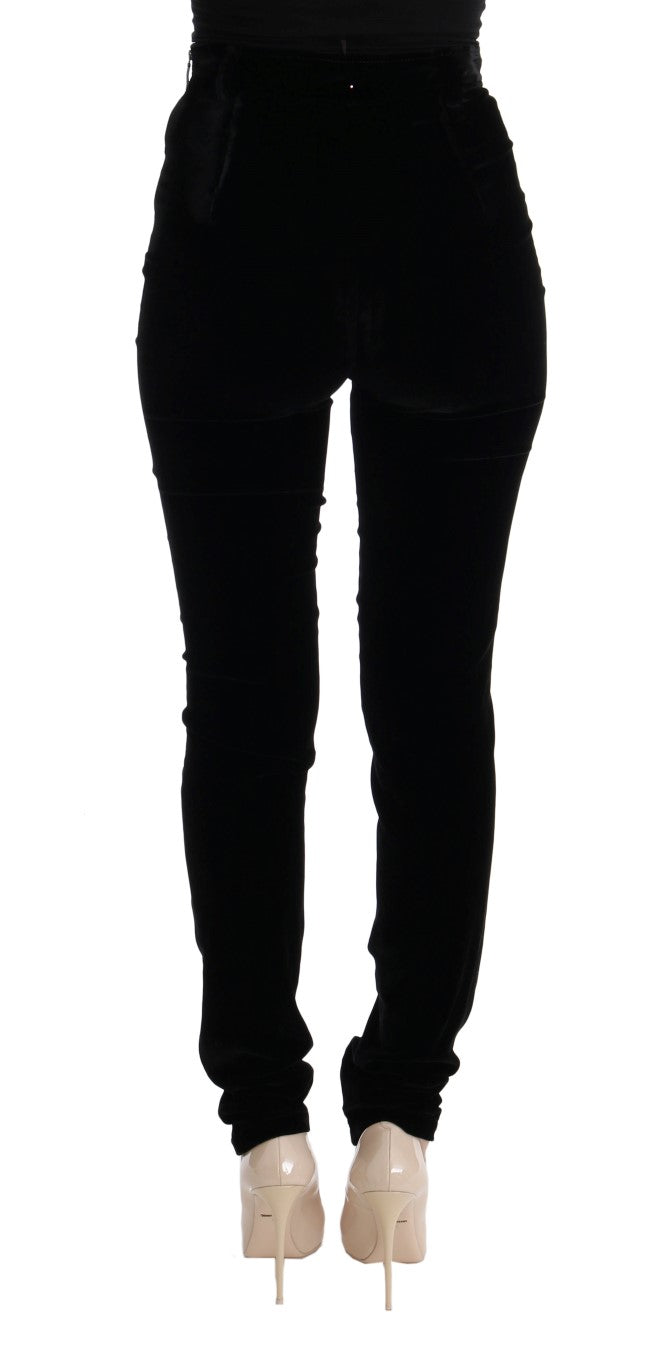 Ermanno Scervino black slim fit velvet pants