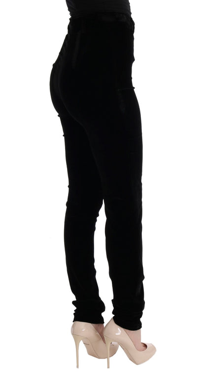 Ermanno Scervino black slim fit velvet pants