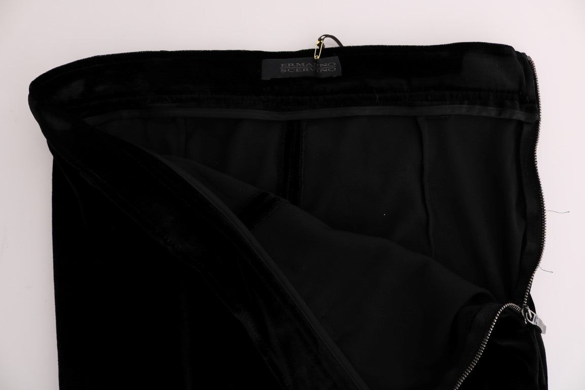 Ermanno Scervino black slim fit velvet pants