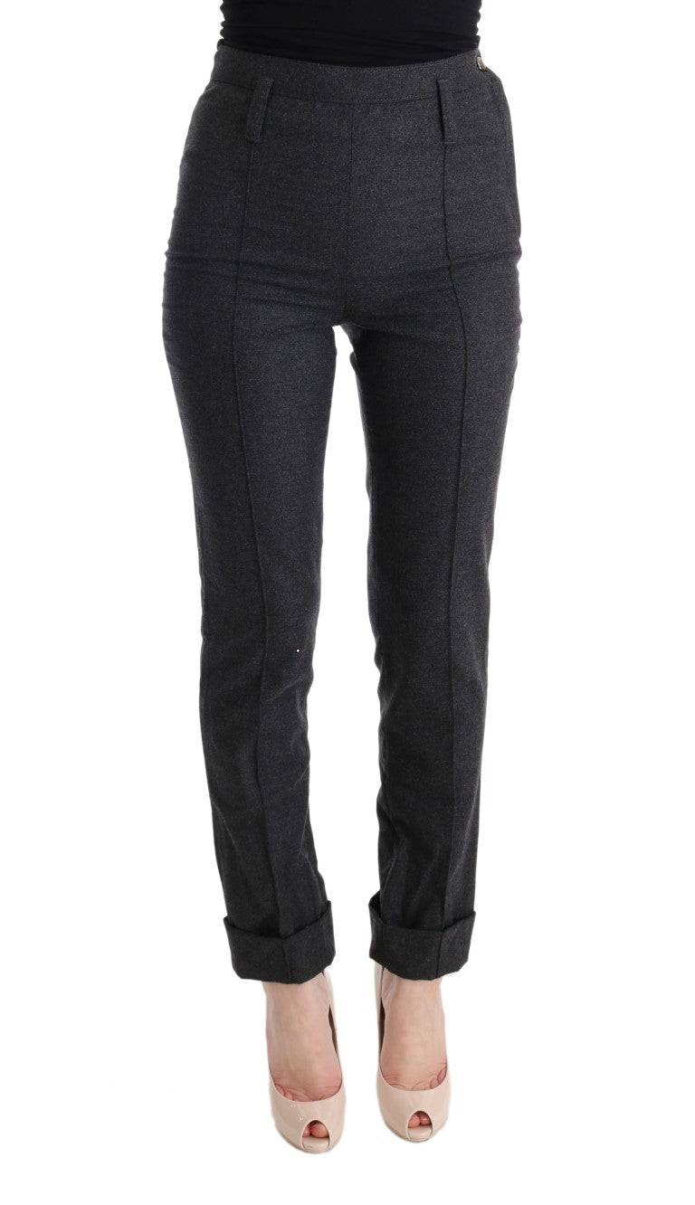 Ermanno Scervino gray virgin wool skinny casual pants