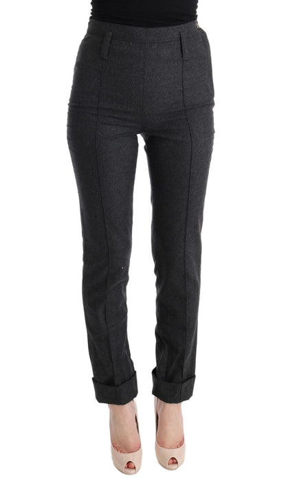 Ermanno Scervino gray virgin wool skinny casual pants