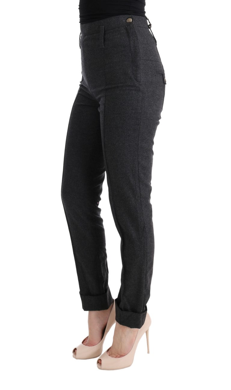 Ermanno Scervino gray virgin wool skinny casual pants