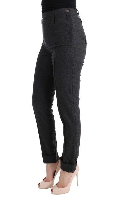 Ermanno Scervino gray virgin wool skinny casual pants