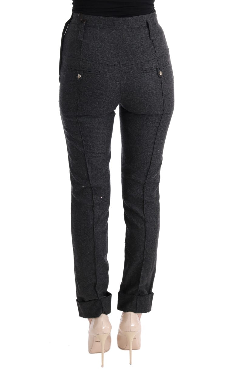 Ermanno Scervino gray virgin wool skinny casual pants