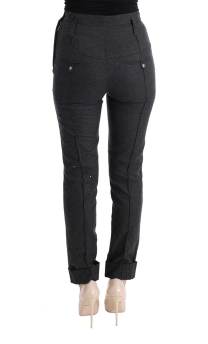 Ermanno Scervino gray virgin wool skinny casual pants