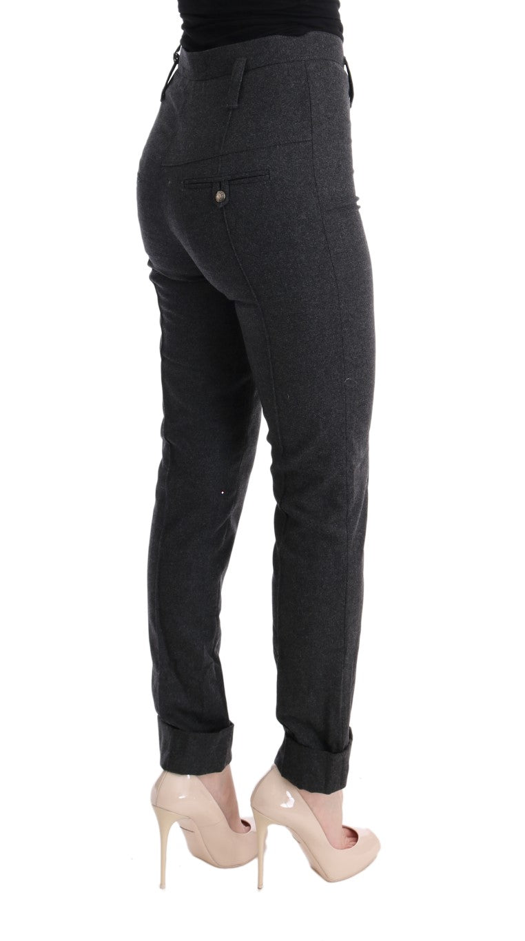 Ermanno Scervino gray virgin wool skinny casual pants