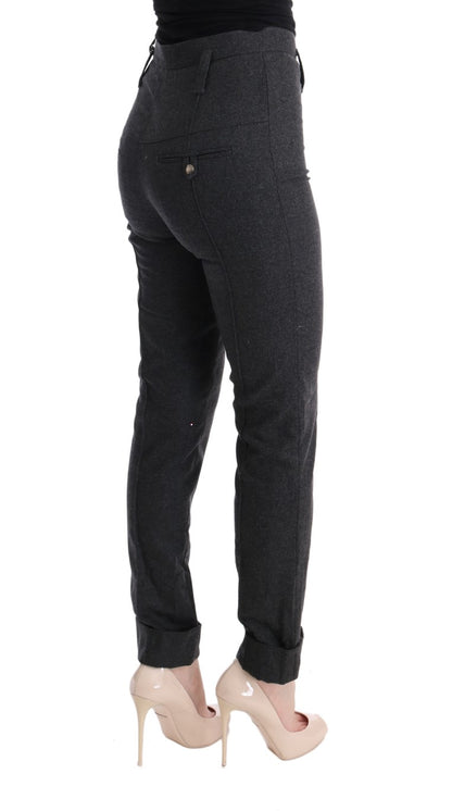 Ermanno Scervino gray virgin wool skinny casual pants