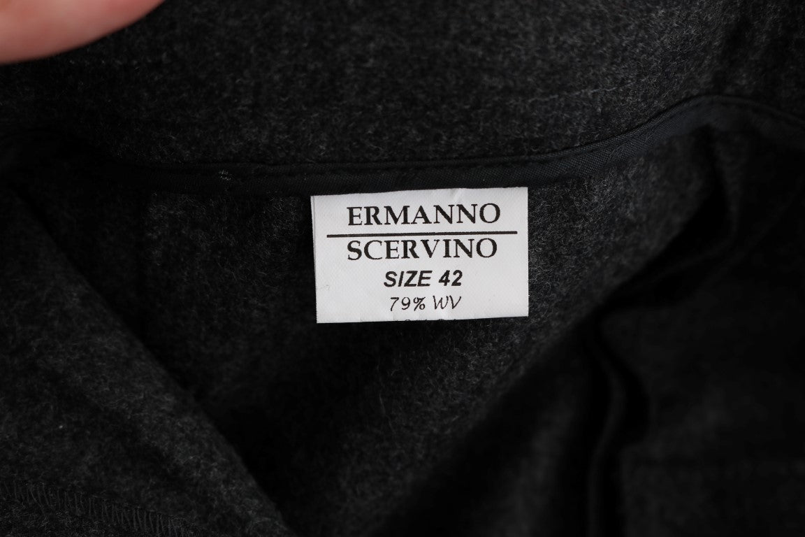 Ermanno Scervino gray virgin wool skinny casual pants