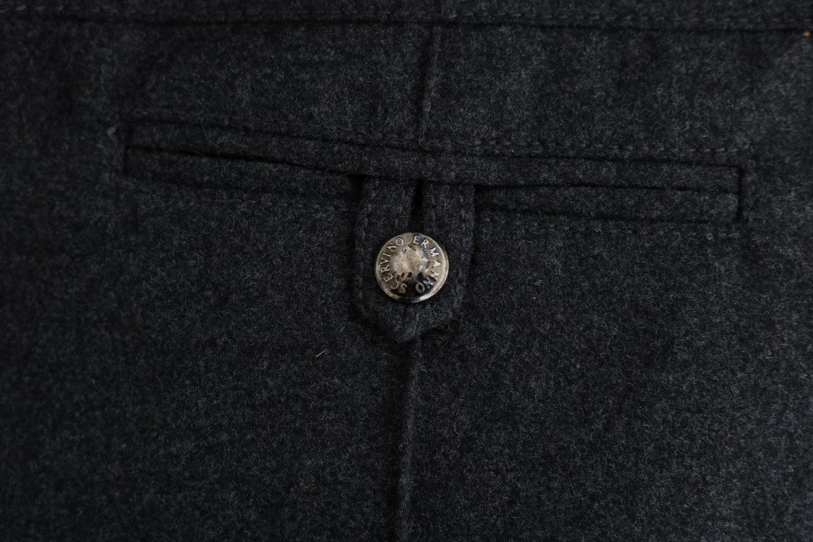 Ermanno Scervino gray virgin wool skinny casual pants