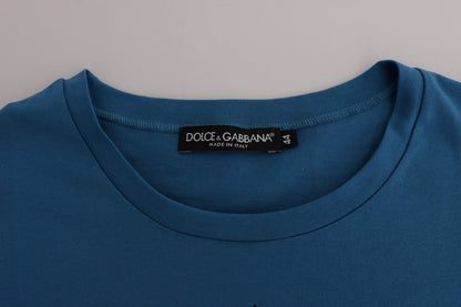 Dolce & Gabbana Blue Cotton T-Shirt with 2017 Print