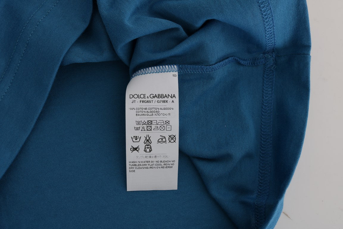 Dolce & Gabbana Blue Cotton T-Shirt with 2017 Print