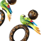 Dolce & Gabbana Multicolor Parrot Alua Wood Brass Crystal Embellished Earrings