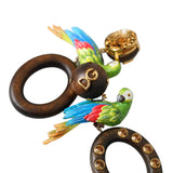 Dolce & Gabbana Multicolor Parrot Alua Wood Brass Crystal Embellished Earrings