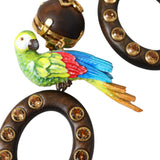 Dolce & Gabbana Multicolor Parrot Alua Wood Brass Crystal Embellished Earrings