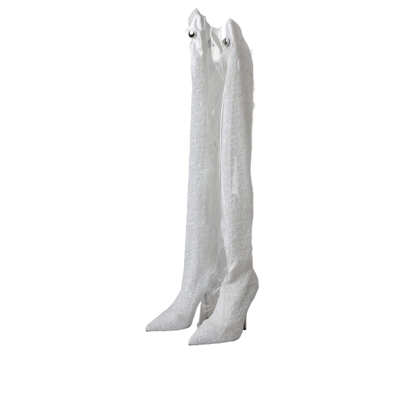 Dolce & Gabbana White Heels Stiletto Knee High Boots Shoes