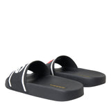 Dolce & Gabbana Black Leather I Love D&G Sandals Slides Shoes