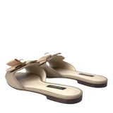 Dolce & Gabbana Beige Logo Pearl Flats Sandals Slides Shoes