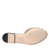 Dolce & Gabbana Beige Logo Pearl Flats Sandals Slides Shoes