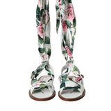 Dolce & Gabbana Multicolor Floral Print Ankle Wrap Sandals Shoes