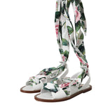 Dolce & Gabbana Multicolor Floral Print Ankle Wrap Sandals Shoes